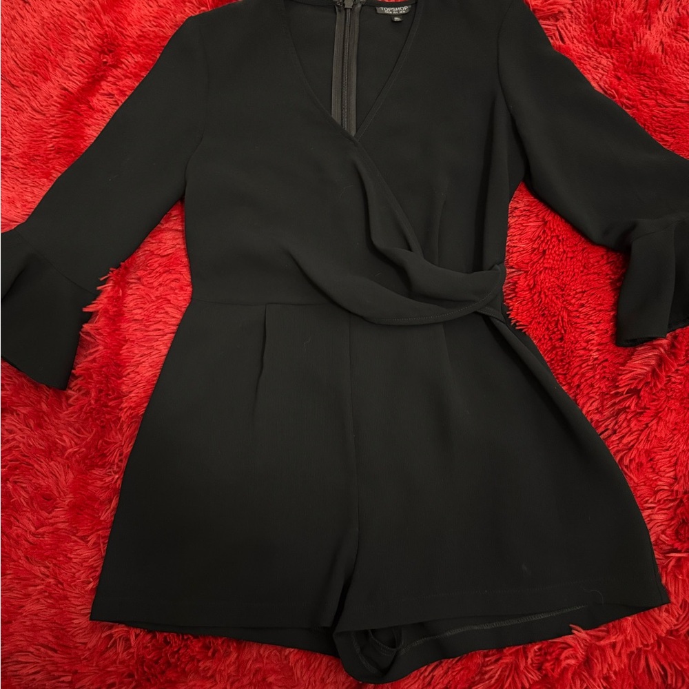 Topshop Black Wrap Jumpsuit